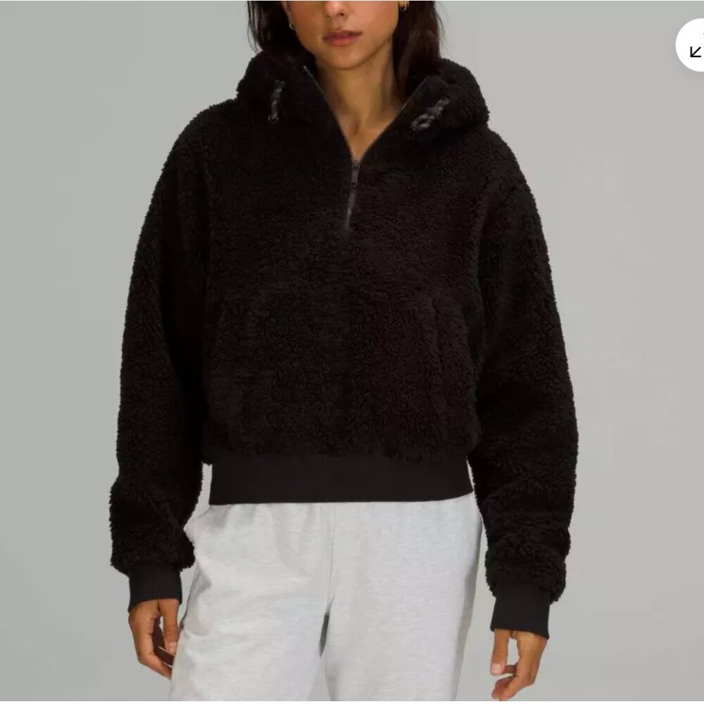 Lululemon Black Teddy Jacket with Hood and Relaxed Fit